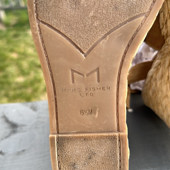 MARC FISHER Suede Platform Straw Wedge Sandals - Picture 10 of 12